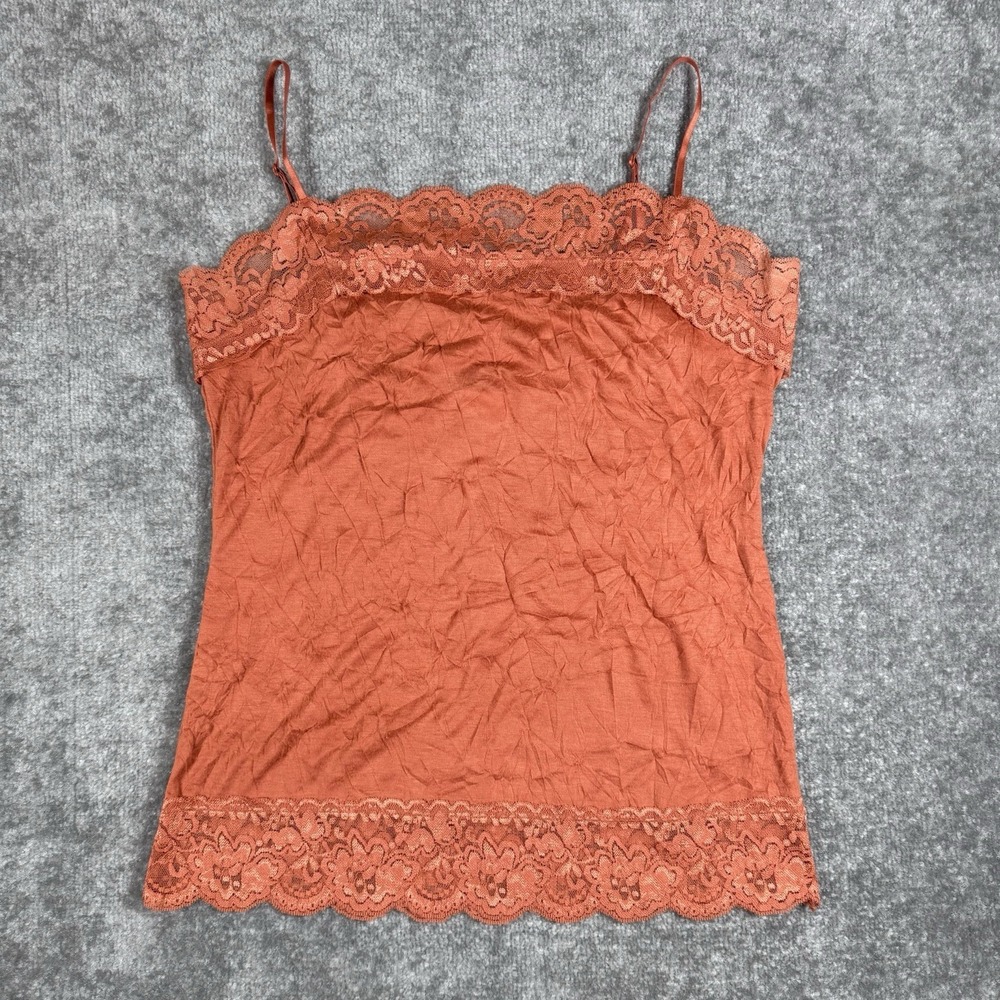 Cocomo Top Women's Medium Burnt Orange Camo Crinkle Boho Cottagecore Festival
